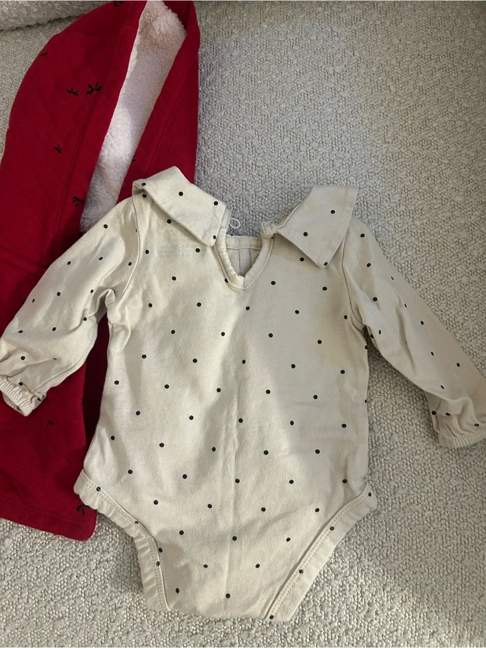 Carter's Red Quilted Hooded vest and bodysuit set